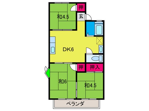 ＫＭハイツＡ棟の物件間取画像